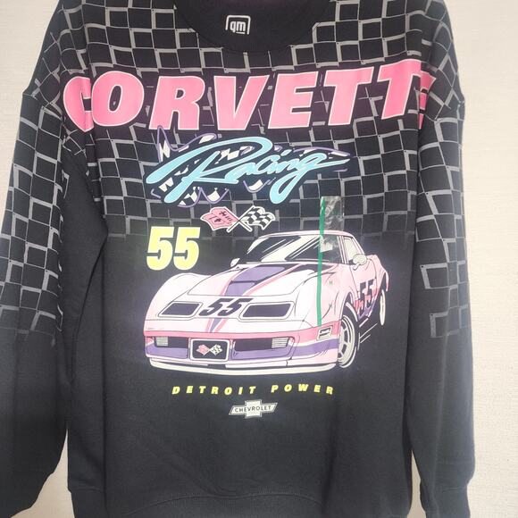 corvette sweatshirt men's medium large black and pink - Picture 4 of 6